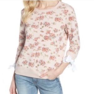 NWOT pink floral sweater with cuffs